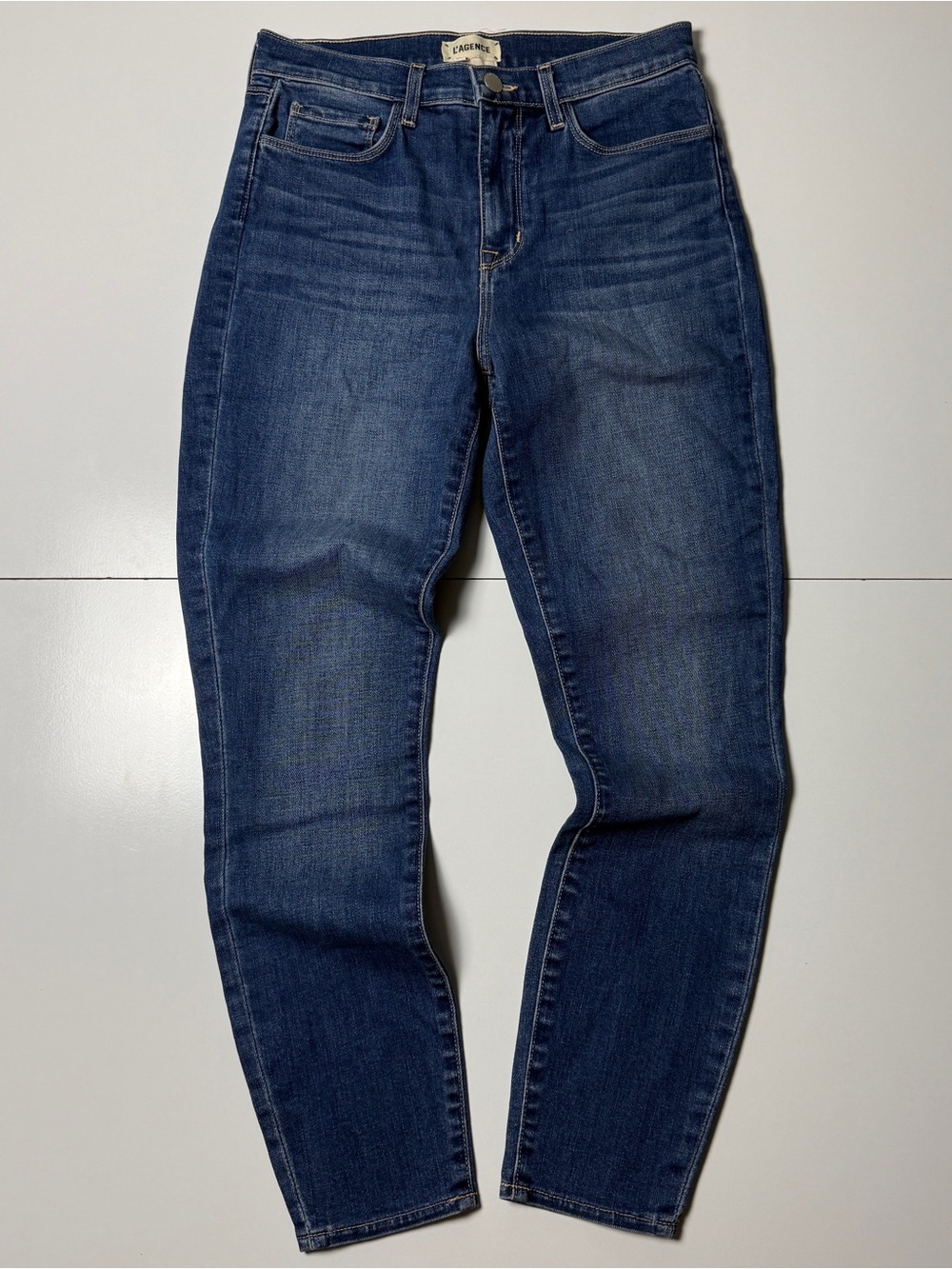 L'AGENCE Mid Rise Skinny Jeans Women's 27 Dark Wash Stretch Denim USA MadeInUSA